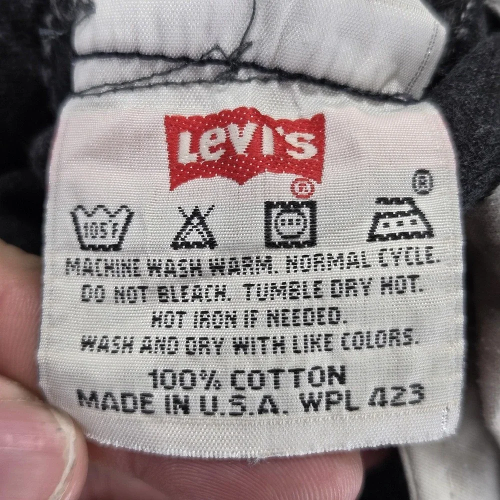 VTG Levis 501 Jeans‎ Mens Black Charcoal Wash Made In USA Altered Hem Fits 28x28